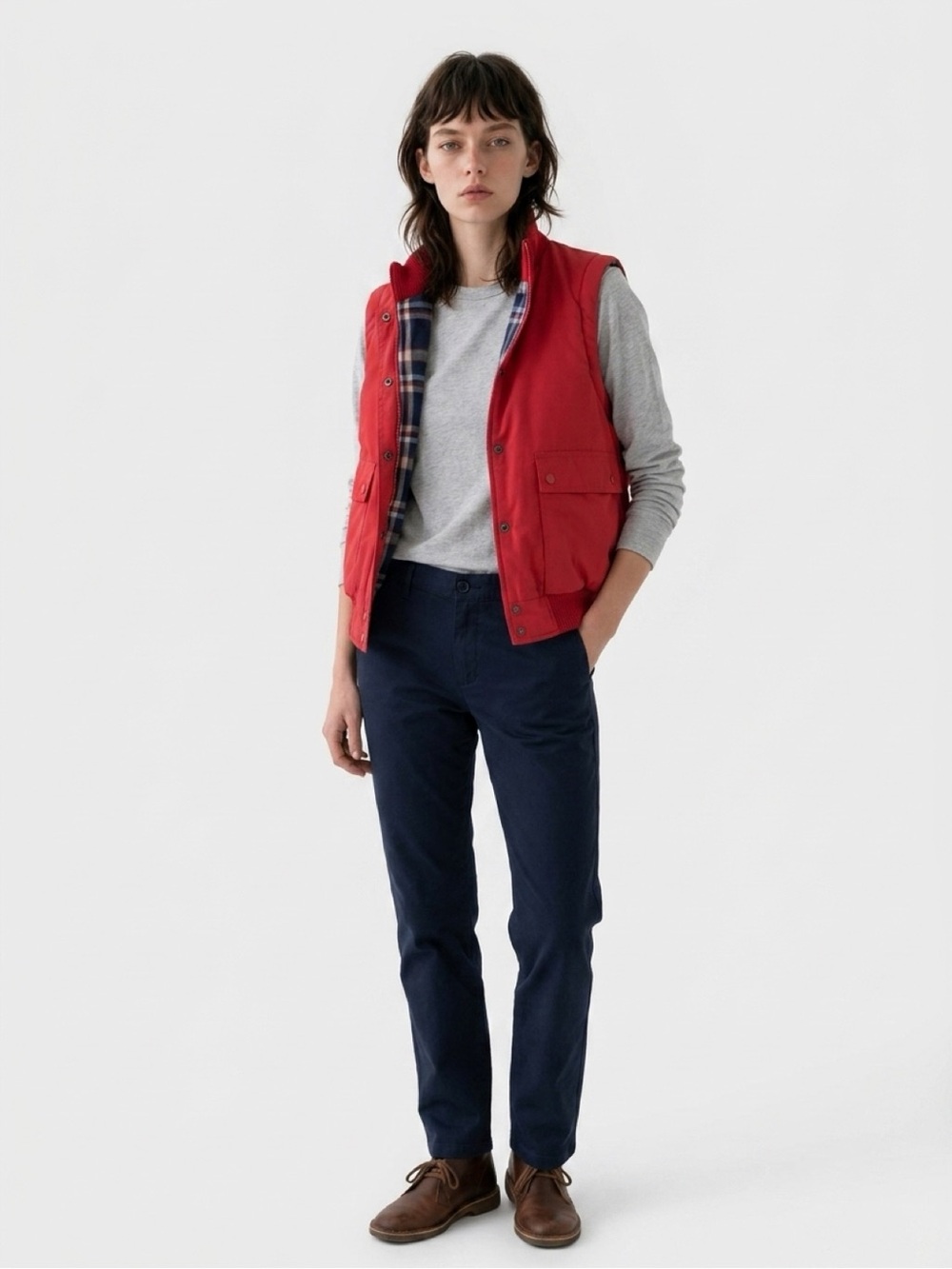 Vintage 70s SEARS Outerwear Vest Mens Red Retro McFly Lined Snap Button Lg